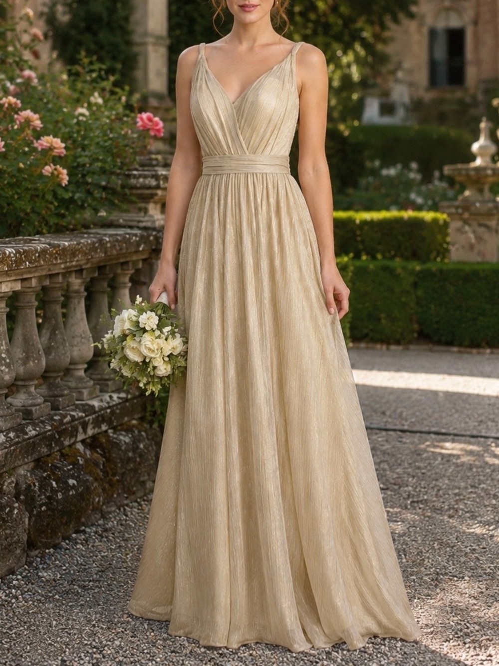 🆕 Allure Bridal Shimmer Gold Bridesmaid Cocktail Formal Dress 14